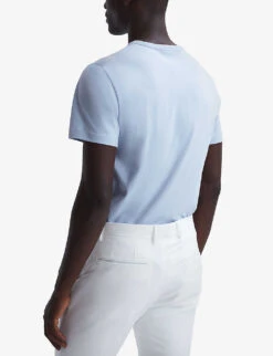 Reiss Melrose Short-sleeve Regular-fit Cotton T-shirt -Metro Style Shop R04139943 SOFTBLUE ALT03