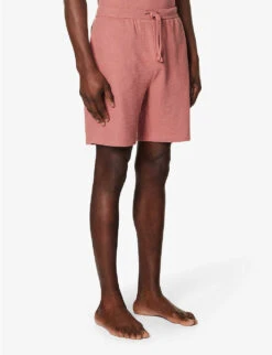 Boss Logo-embroidered Waffle-textured Cotton-blend Shorts -Metro Style Shop R04140032 OPENPINK ALT02