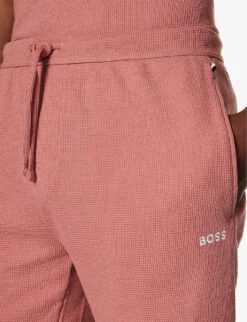 Boss Logo-embroidered Waffle-textured Cotton-blend Shorts -Metro Style Shop R04140032 OPENPINK ALT04