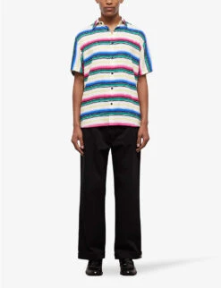 THE KOOPLES Stripe-pattern Relaxed-fit Woven Shirt -Metro Style Shop R04141749 MU01 ALT01