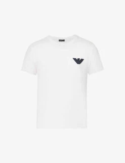 Emporio Armani Logo-embroidered Crewneck Cotton-jersey T-shirt