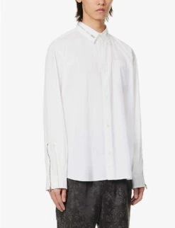 Undercover Zip-embellished Relaxed-fit Cotton-poplin Shirt -Metro Style Shop R04143679 WHITE ALT02