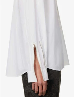 Undercover Zip-embellished Relaxed-fit Cotton-poplin Shirt -Metro Style Shop R04143679 WHITE ALT05
