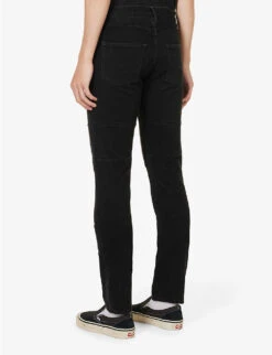 Undercover Patch Tapered-leg Mid-rise Jeans -Metro Style Shop R04143684 BLACK ALT03
