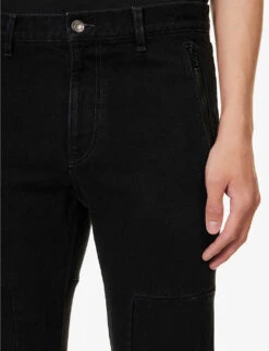 Undercover Patch Tapered-leg Mid-rise Jeans -Metro Style Shop R04143684 BLACK ALT04