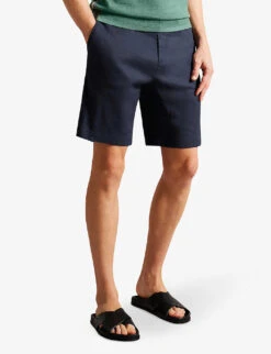 Ted Baker Leder Regular-fit Stretch-linen Shorts -Metro Style Shop R04144328 NAVY ALT02