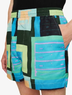 Box-print Elasticated-waistband Swim Shorts -Metro Style Shop R04144731 LACOMMODE ALT04