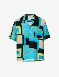 Geometric-print Relaxed-fit Woven Shirt