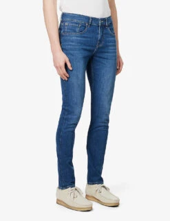 7 For All Mankind Slimmy Slim-fit Tapered-leg Stretch-denim Jeans -Metro Style Shop R04145113 MIDBLUE ALT02