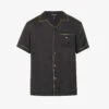 Emporio Armani Brand-embroidered Metallic-piping Woven Shirt -Metro Style Shop R04145210 NERO M