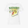 Kenzo Varsity Tiger Brand-print Cotton-jersey T-shirt -Metro Style Shop R04145428 WHITE M