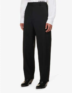 DSQUARED2 Relaxed-fit Straight-leg Stretch-wool Trousers -Metro Style Shop R04145482 BLACK ALT02