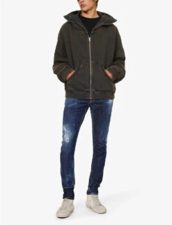 DSQUARED2 Super Twinky Distressed Slim-fit Stretch-denim Jeans -Metro Style Shop R04145487 NAVYBLUE ALT01