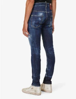 DSQUARED2 Super Twinky Distressed Slim-fit Stretch-denim Jeans -Metro Style Shop R04145487 NAVYBLUE ALT03
