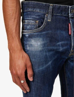 DSQUARED2 Super Twinky Distressed Slim-fit Stretch-denim Jeans -Metro Style Shop R04145487 NAVYBLUE ALT04