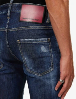 DSQUARED2 Super Twinky Distressed Slim-fit Stretch-denim Jeans -Metro Style Shop R04145487 NAVYBLUE ALT05