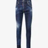 DSQUARED2 Super Twinky Distressed Slim-fit Stretch-denim Jeans -Metro Style Shop R04145487 NAVYBLUE M
