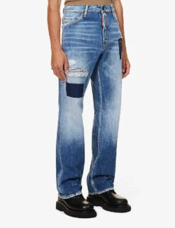 DSQUARED2 Roadie Distressed Wide-leg Jeans 11 DSQUARED2 Roadie Distressed Wide-leg Jeans -Metro Style Shop R04145488 NAVYBLUE ALT02