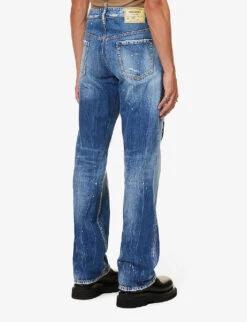 DSQUARED2 Roadie Distressed Wide-leg Jeans 12 DSQUARED2 Roadie Distressed Wide-leg Jeans -Metro Style Shop R04145488 NAVYBLUE ALT03