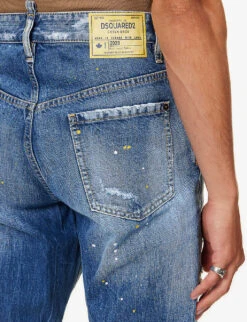 DSQUARED2 Roadie Distressed Wide-leg Jeans 14 DSQUARED2 Roadie Distressed Wide-leg Jeans -Metro Style Shop R04145488 NAVYBLUE ALT05