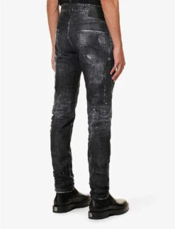 DSQUARED2 Cool Guy Distressed Tapered-leg Mid-rise Stretch-denim Jeans -Metro Style Shop R04145489 BLACK ALT03