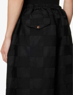 Unisex Check-patterned Wide Balloon-leg Relaxed-fit Trousers -Metro Style Shop R04146918 BLACK ALT04