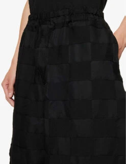 Unisex Check-patterned Wide Balloon-leg Relaxed-fit Trousers -Metro Style Shop R04146918 BLACK ALT05