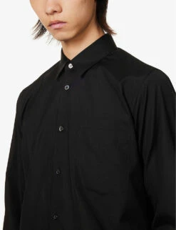 Unisex Contrast-sleeve Regular-fit Cotton-poplin Shirt -Metro Style Shop R04146919 BLACKPINK ALT05