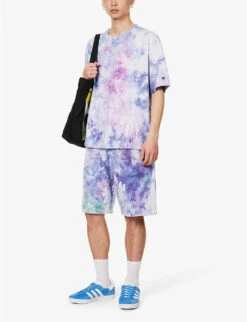 Champion Tie-dye Brand-appliqué Cotton-blend Bermuda Shorts -Metro Style Shop R04147797 RAWVIOLET ALT01