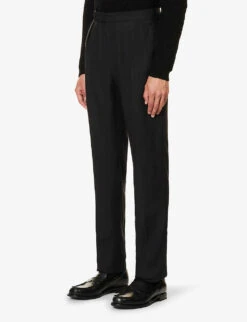 Straight-leg Slim-fit Silk And Linen-blend Trousers 9 Straight-leg Slim-fit Silk And Linen-blend Trousers -Metro Style Shop R04147846 BLACK ALT02