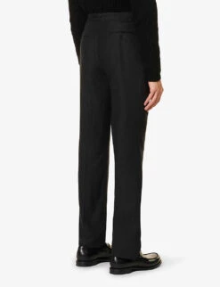 Straight-leg Slim-fit Silk And Linen-blend Trousers 10 Straight-leg Slim-fit Silk And Linen-blend Trousers -Metro Style Shop R04147846 BLACK ALT03