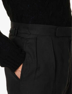 Straight-leg Slim-fit Silk And Linen-blend Trousers 11 Straight-leg Slim-fit Silk And Linen-blend Trousers -Metro Style Shop R04147846 BLACK ALT04