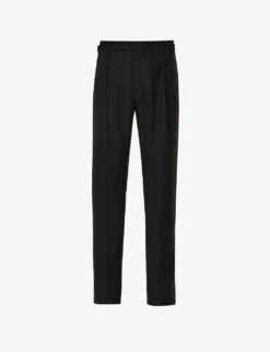 Straight-leg Slim-fit Silk And Linen-blend Trousers