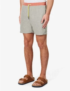 PAUL SMITH Colour-blocked Drawstring-waistband Towelling Shorts -Metro Style Shop R04148054 EMERALDGREEN ALT02