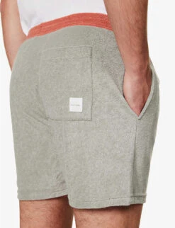 PAUL SMITH Colour-blocked Drawstring-waistband Towelling Shorts -Metro Style Shop R04148054 EMERALDGREEN ALT04