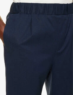 Paige Snider Elasticated-waistband Tapered-leg Regular-fit Stretch-woven Trousers -Metro Style Shop R04148218 DARKHORIZON ALT04