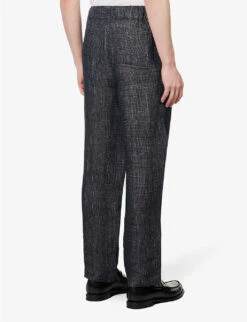 Full Length Regular-fit Straight-leg Linen Trousers -Metro Style Shop R04148360 JET ALT03