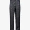 Full Length Regular-fit Straight-leg Linen Trousers -Metro Style Shop R04148360 JET M