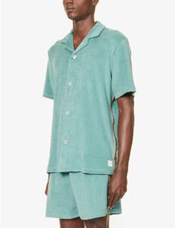 PAUL SMITH Towel Stripe Camp-collar Regular-fit Cotton-blend Shirt -Metro Style Shop R04148451 BLUES ALT02