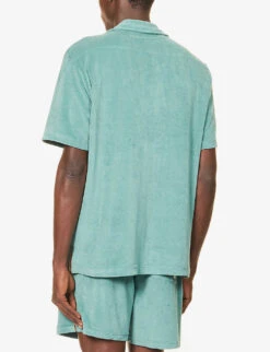 PAUL SMITH Towel Stripe Camp-collar Regular-fit Cotton-blend Shirt -Metro Style Shop R04148451 BLUES ALT03