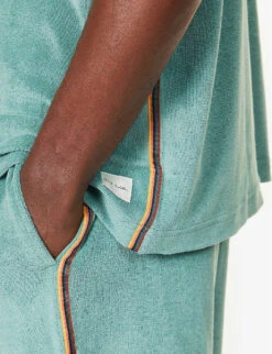 PAUL SMITH Towel Stripe Camp-collar Regular-fit Cotton-blend Shirt -Metro Style Shop R04148451 BLUES ALT04