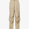 Gocar Wide-leg Relaxed-fit Shell Cargo Trousers -Metro Style Shop R04149490 SAGE M