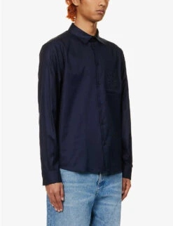 Loewe Anagram-embroidered Regular-fit Cotton-poplin Shirt -Metro Style Shop R04149846 MIDNIGHTBLUE ALT02