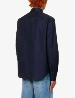 Loewe Anagram-embroidered Regular-fit Cotton-poplin Shirt -Metro Style Shop R04149846 MIDNIGHTBLUE ALT03