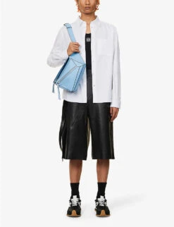 Loewe Anagram-embroidered Patch-pocket Regular-fit Cotton-poplin Shirt -Metro Style Shop R04149847 WHITE ALT01