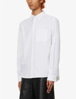 Loewe Anagram-embroidered Patch-pocket Regular-fit Cotton-poplin Shirt -Metro Style Shop R04149847 WHITE ALT02
