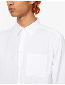 Loewe Anagram-embroidered Patch-pocket Regular-fit Cotton-poplin Shirt -Metro Style Shop R04149847 WHITE ALT04