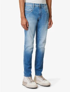 Replay Anbass 573 BIO Regular-fit Tapered-leg Organic Stretch-denim Jeans -Metro Style Shop R04151304 MEDIUMBLUE ALT02