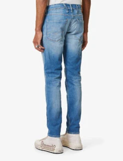 Replay Anbass 573 BIO Regular-fit Tapered-leg Organic Stretch-denim Jeans -Metro Style Shop R04151304 MEDIUMBLUE ALT03