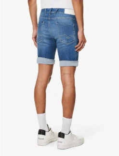 Replay Anbass 360 Logo-embellished Denim-blend Shorts 12 Replay Anbass 360 Logo-embellished Denim-blend Shorts -Metro Style Shop R04151307 MEDIUMBLUE ALT03